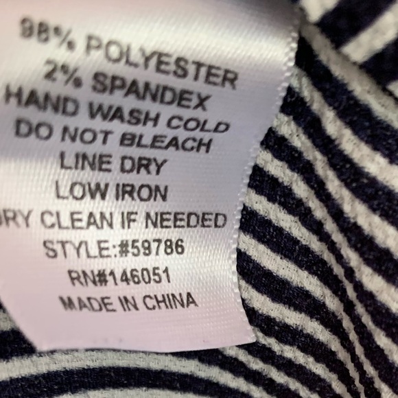 Monteau navy and white striped wrap-style belted dress, size M - Picture 3 of 4